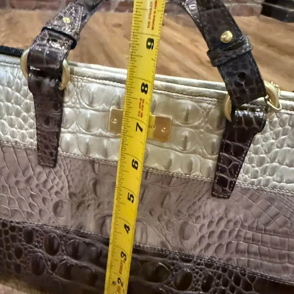 Brahmin Asher Heather Vineyard Tri Color Tote, Shoulder Bag Croc Embossed